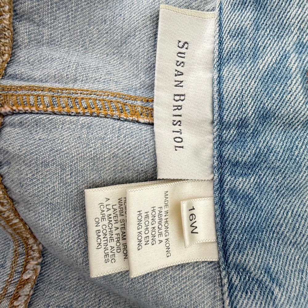 Susan Bristol Women's Beaded Floral Denim Straight Skirt Sz 16W NWT Vintage FLAW - Picture 12 of 13